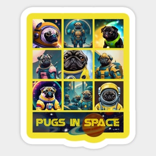 Pugs in Space- version 3 Sticker